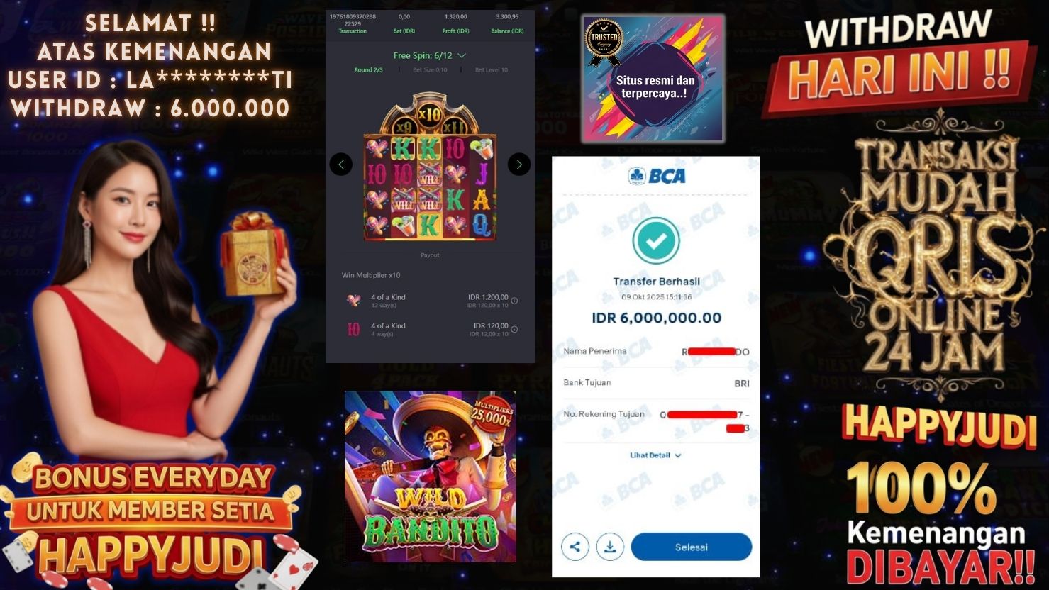 HAPPYJUDI JACKPOT SLOT WILD BANDITO